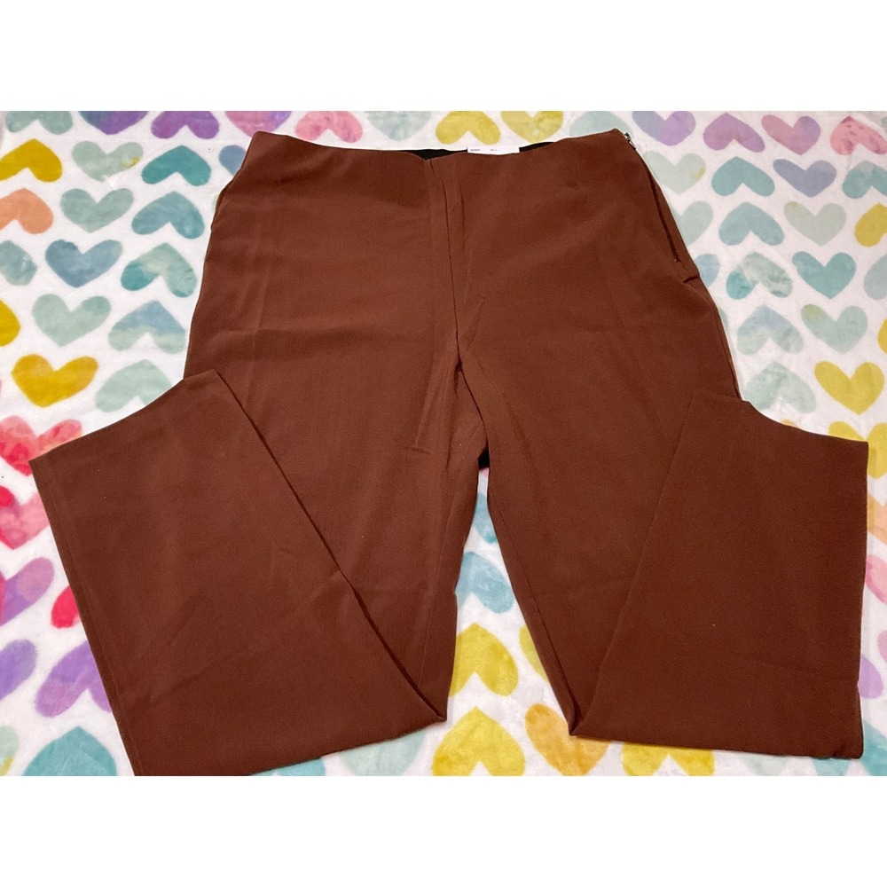 Nine West Wide Leg‎ Trouser Pants Chocolate Brown Size 14 New With Tags